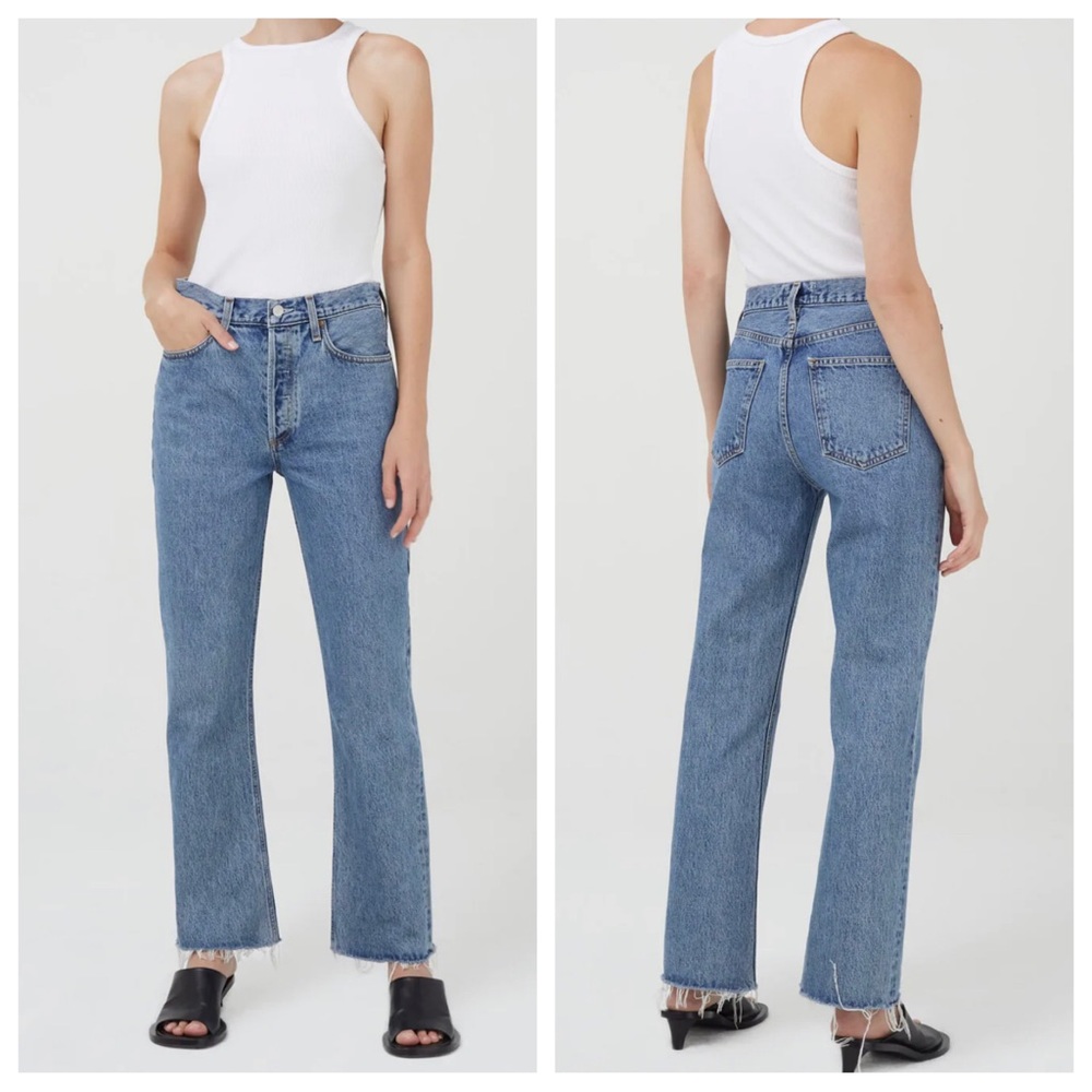 Agolde Women’s Boot Cut Jeans in Classic Blue Denim